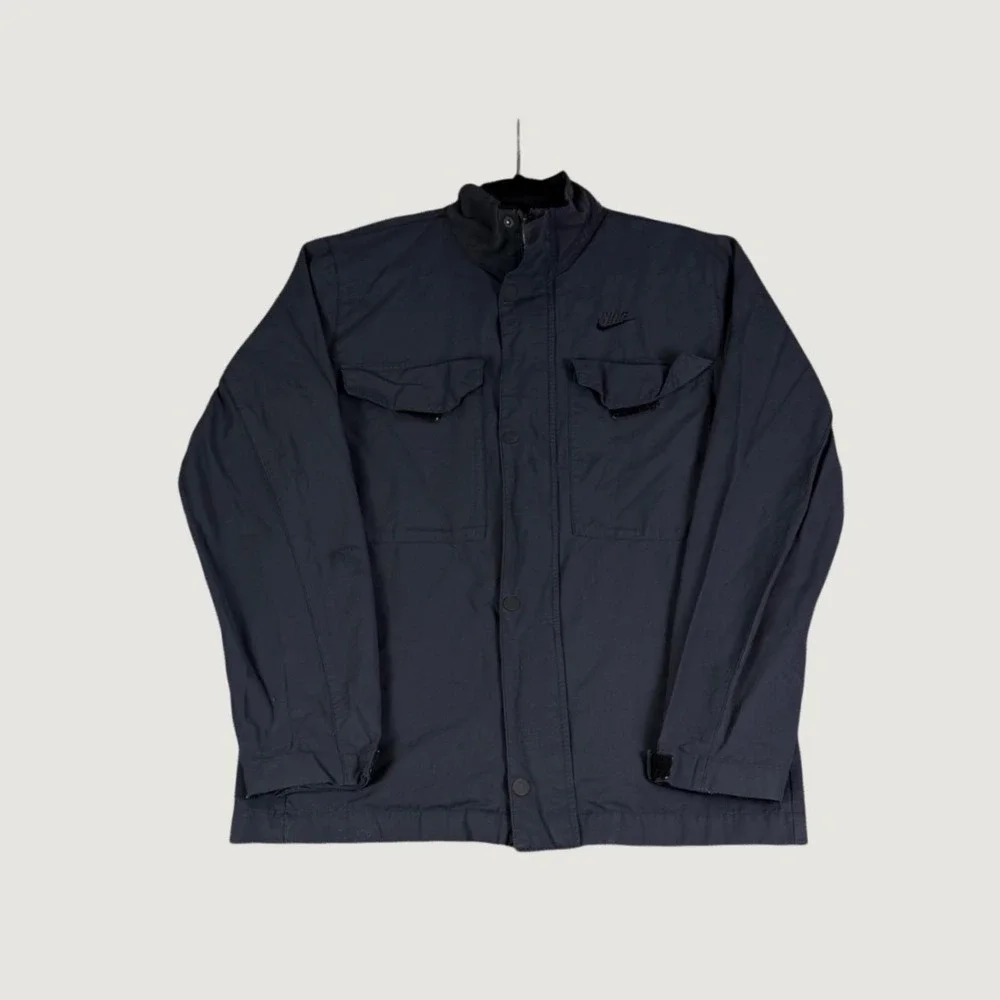 Nike Mens Field Jacket Black Utility M65 Style Full Zip Coat Small Distressed